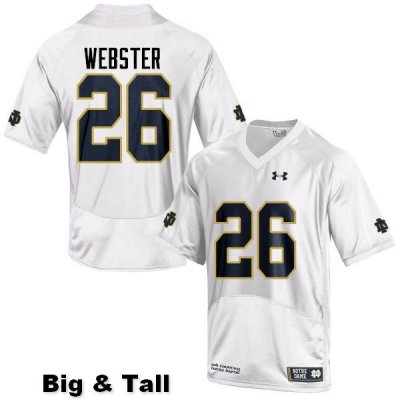 Notre Dame Fighting Irish Men's Austin Webster #26 White Under Armour Authentic Stitched Big & Tall College NCAA Football Jersey OMP8199KV